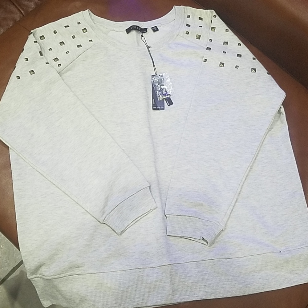 Gray brass studded sweatshirt